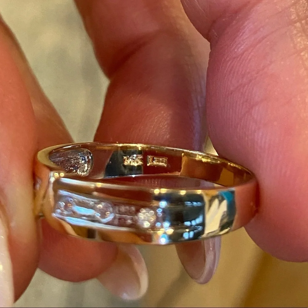 6mm Men's 14K Yellow Gold CZ Men's Wedding Band
